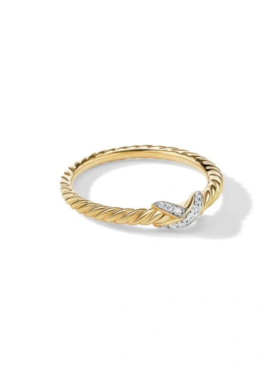 David Yurman Women's X Petite 18k Gold & Pavé Diamond Ring In Yellow Gold