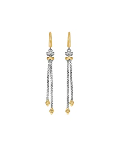 David Yurman Women's Zig Zag Stax Chain Drop Earrings In Sterling Silver With 18k Yellow Gold And Diamonds 66mm