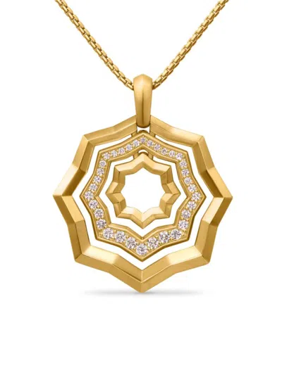 David Yurman Women's Zig Zag Stax Pendant Necklace In 18k Yellow Gold With Diamonds 28mm
