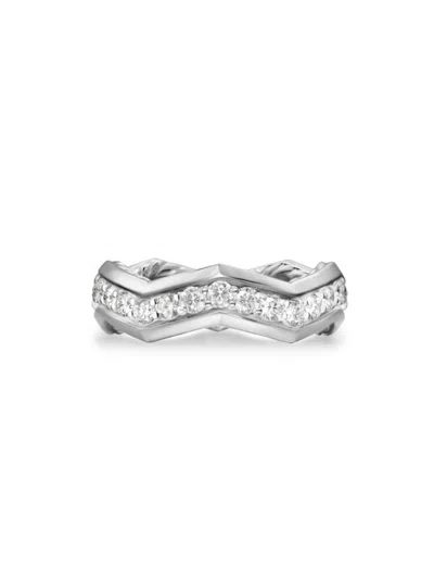 David Yurman Zig Zag Stax Ring With Diamonds In Silver, 5mm