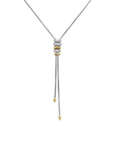 David Yurman Women's Zig Zag Stax Y Necklace In Sterling Silver With 18k Yellow Gold And Diamonds In Metallic