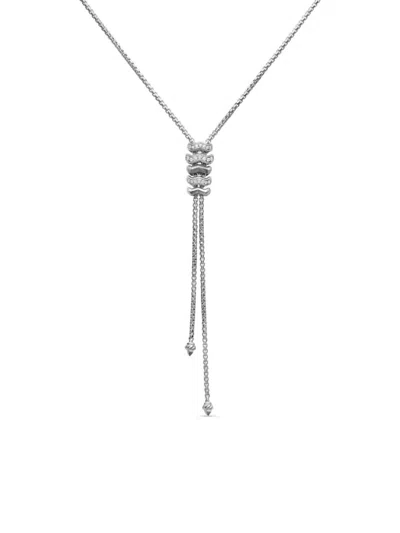 David Yurman Women's Zig Zag Stax Y Necklace In Sterling Silver With Diamonds In Metallic