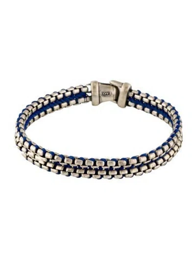 Pre-owned David Yurman Woven Box Chain Bracelet, 7" In Blue