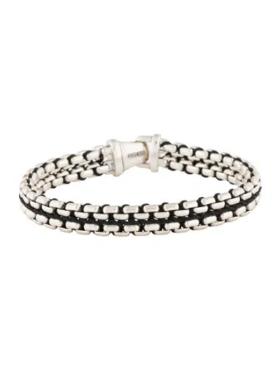 Pre-owned David Yurman Woven Box Chain Bracelet, 7.75" In Black