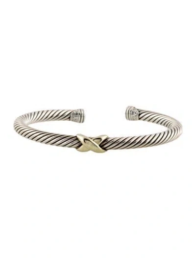 Pre-owned David Yurman X Classic Cable Station Bracelet, 6.5" In Multi
