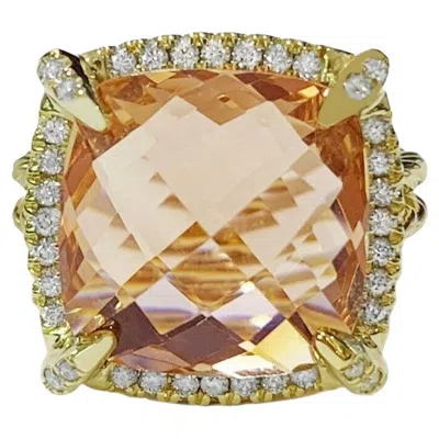 Pre-owned David Yurman Yellow Gold Chatelaine Ring Morganite 14mm