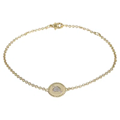 Pre-owned David Yurman Yellow Gold Diamond Cable Collectibles Heart & Arrow Bracelet