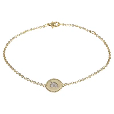 Pre-owned David Yurman Yellow Gold Diamond Cable Collectibles Heart & Arrow Bracelet
