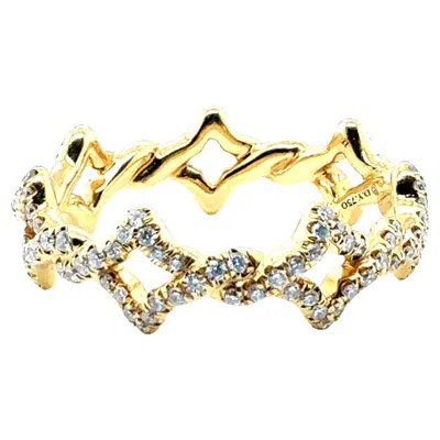Pre-owned David Yurman Yellow Gold Natural Diamond Venetian Quatrefoil Band