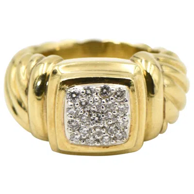 Pre-owned David Yurman Yurman Diamond Gold Cable Band Ring In Multi