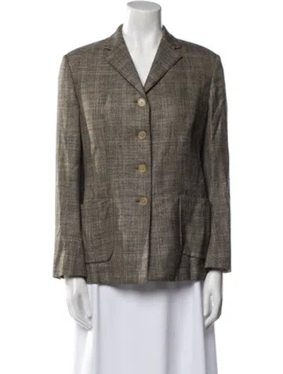 Pre-owned Davide Cenci Bamboo Plaid Print Blazer In Neutral