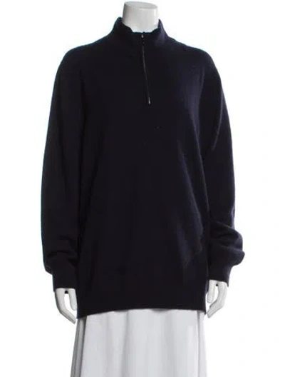 Pre-owned Davide Cenci Cashmere Mock Neck Sweater In Blue
