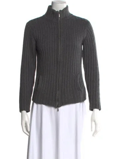 Pre-owned Davide Cenci Cashmere Mock Neck Sweater In Gray