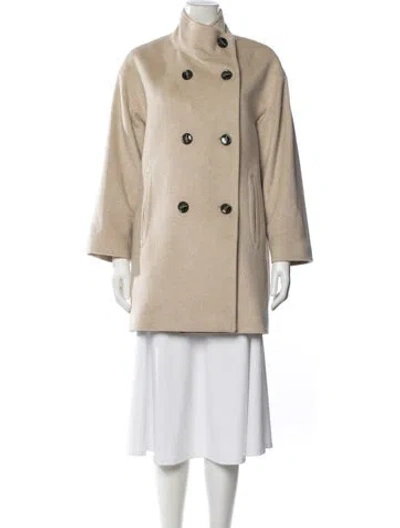 Pre-owned Davide Cenci Cashmere Peacoat In Neutral