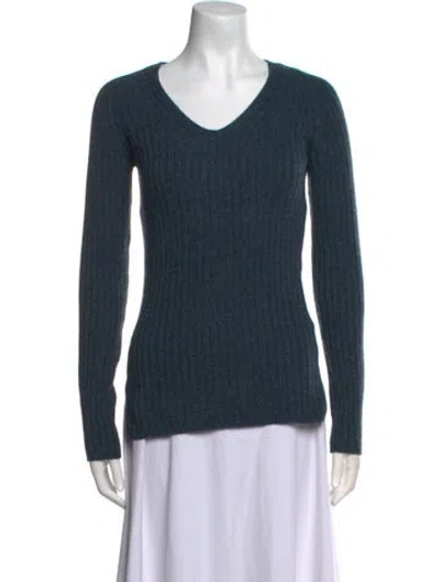 Pre-owned Davide Cenci Cashmere V-neck Sweater In Blue