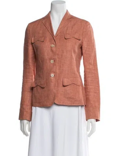 Pre-owned Davide Cenci Linen Tweed Pattern Blazer In Orange