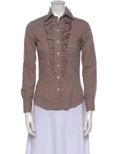 Pre-owned Davide Cenci Polka Dot Print Three-quarter Sleeve Button-up Top In Red