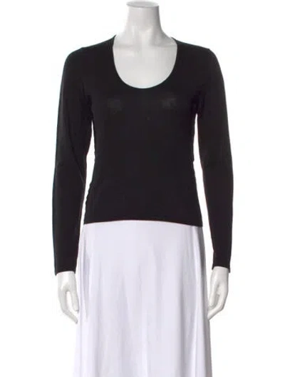 Pre-owned Davide Cenci Scoop Neck Long Sleeve Top In Black