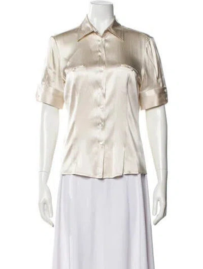 Pre-owned Davide Cenci Silk Short Sleeve Blouse In Neutral