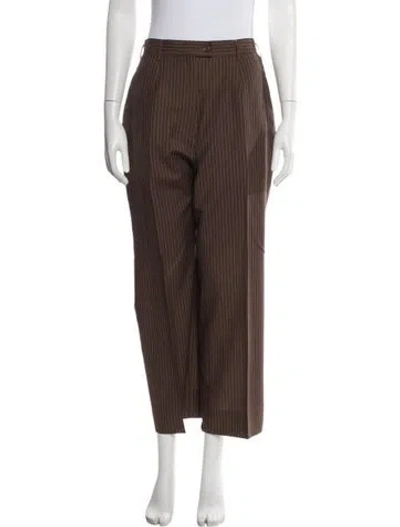 Pre-owned Davide Cenci Striped Straight Leg Pants In Brown