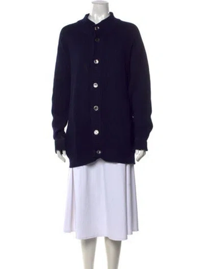 Pre-owned Davide Cenci Wool Open Front Sweater In Blue