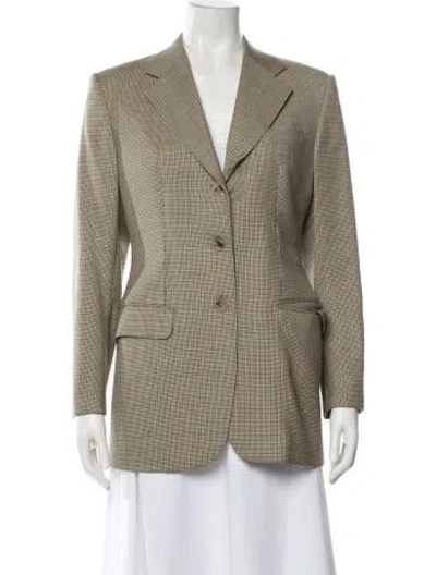 Pre-owned Davide Cenci Wool Plaid Print Blazer In Green