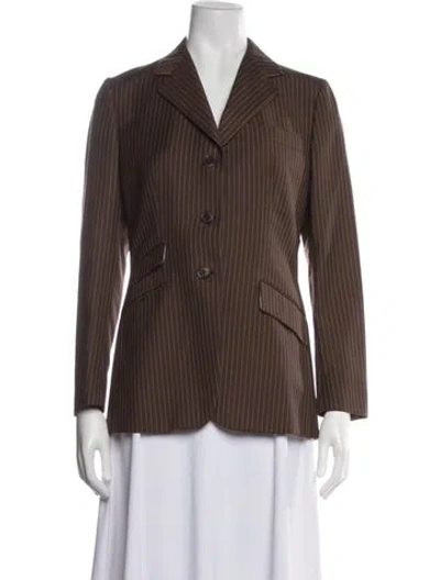 Pre-owned Davide Cenci Wool Striped Blazer In Brown