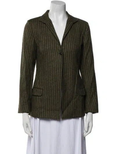 Pre-owned Davide Cenci Wool Striped Blazer In Green