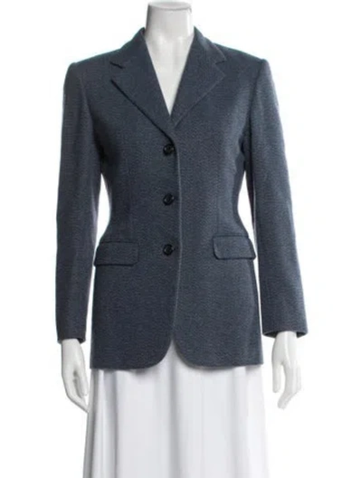 Pre-owned Davide Cenci Wool Tweed Pattern Blazer In Blue