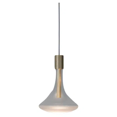 Pre-owned Davide Groppi Cathode Pendant Lamp In Brushed Brass By Omar Carraglia In Transparent
