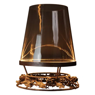 Pre-owned Davide Moretto “effusione Tra Rose Ed Uva” Table Lamp In Corten And Murano Glass In Red
