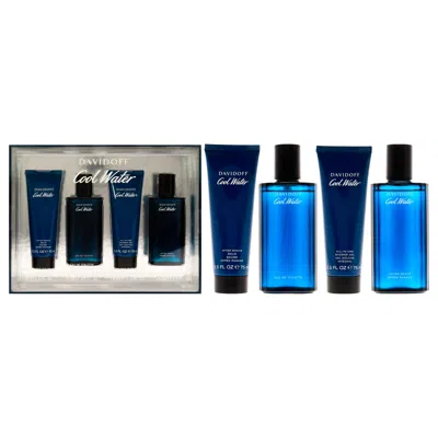 Davidoff Cool Water By  For Men - 4 Pc Gift Set 2.5oz Edt Spray, 2.5oz After Shave Balm, 2.5oz Shower In Transparent