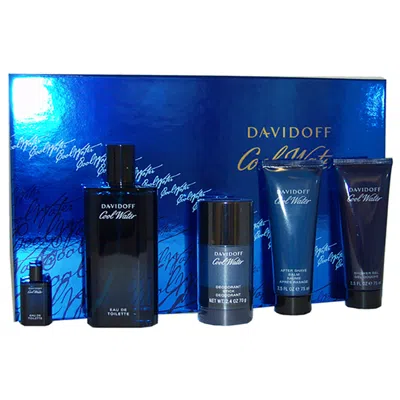 Davidoff Cool Water By  For Men - 5 Pc Gift Set 4.2oz Edt Spray, 2.5oz After Shave Balm, 2.5oz Shower In Multi