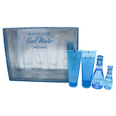 Davidoff Cool Water By  For Women - 4 Pc Gift Set 1.7oz Edt Spray, 2.5oz Gentle Shower Breeze, 2.5oz In White