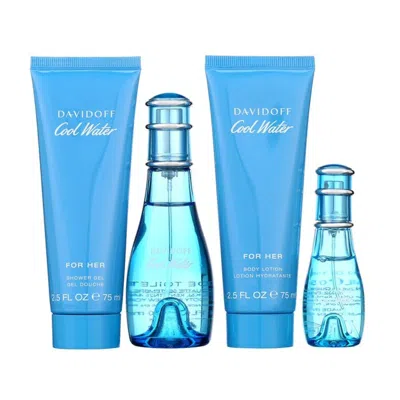 Davidoff Ladies Cool Water 4pcs Edt Gift Set Fragrances 3616305267054 In Transparent