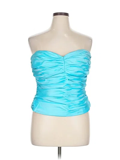 Pre-owned David's Bridal Sleeveless Top Teal Strapless Neckline Tops In Blue