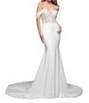 Davinci Bridal Off The Shoulder Wedding Gown In Ivory/blush In White