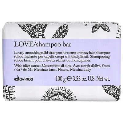 Davines Love Smoothing Shampoo Bar For Frizzy Hair 3.53 oz/ 100 G In White