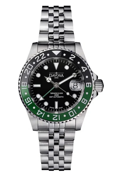 Pre-owned Davosa Ternos Ceramic Automatic Diving Watch Black Green Gmt Bezel 40mm 16159007