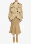 Dawei Flared Midi Skirt In Wool In Beige