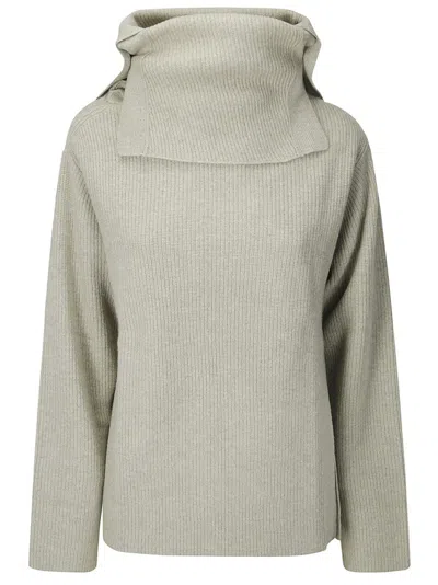 DAWEI HIGH NECK RIBBED SWEATER