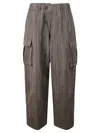 Dawei Pinstripe Cotton Blend Trousers In Brown