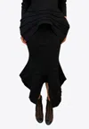Dawei Wool Asymmetric Midi Skirt In Black