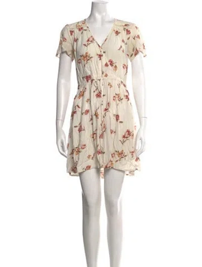 Pre-owned Dawn Floral Print Mini Dress In Neutrals