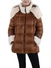 Dawn Levy Aspen Womens Shearling Trim Down Puffer Jacket In Multi