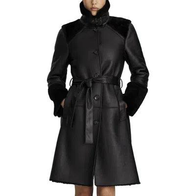 Dawn Levy Women's Astrid Shearling & Leather Trim Coat In Black