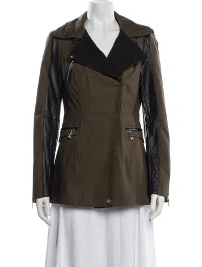 Pre-owned Dawn Levy Biker Jacket In Green