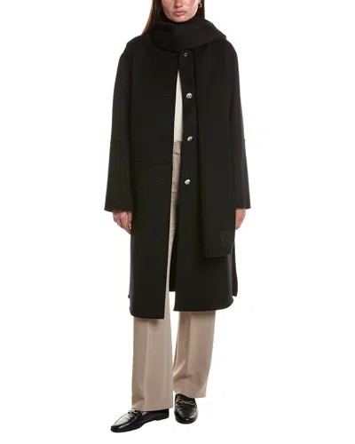 Dawn Levy Claude Double Face Scarf Coat In Black