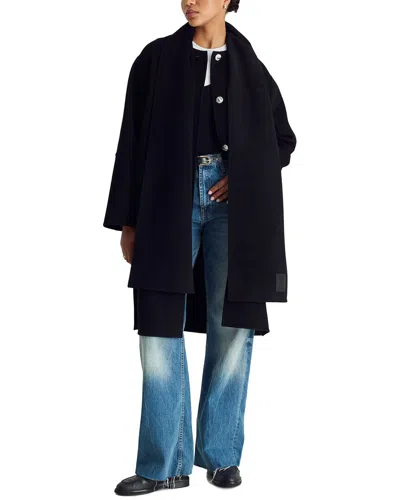 Dawn Levy Claude Double Face Scarf Coat In Black