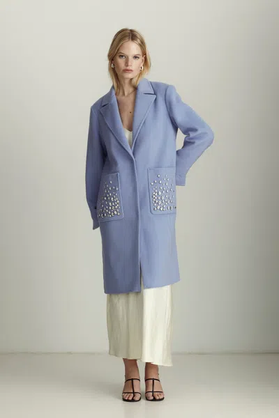 Dawn Levy Women's Colette Crystal-embellished Wool Coat In Blue Hills